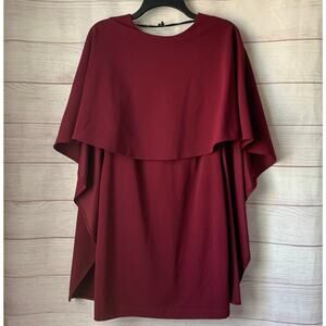 Lulus Best Is Yet To Come Burgundy Backless Mini Dress Fitted with Cape Size L